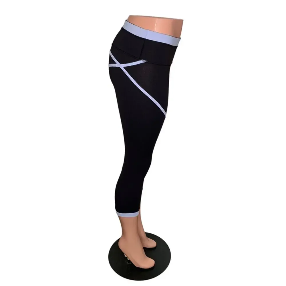 Lululemon Roll Out Crop Leggings Black/Lavender Dust Size 4
